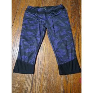 Large Jillian Michaels Impact Purple Black Athletic Athleisure Capri Leggings